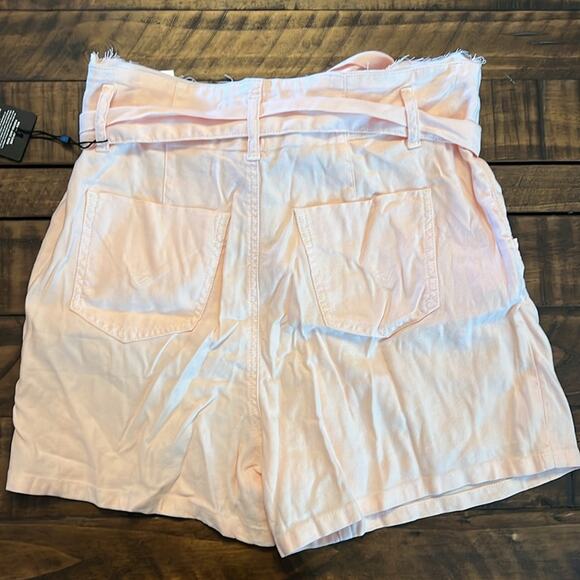 Hudson High Rise Paperbag Linen Blend Shorts in Pearl Blush New Size 32 - Picture 5 of 8